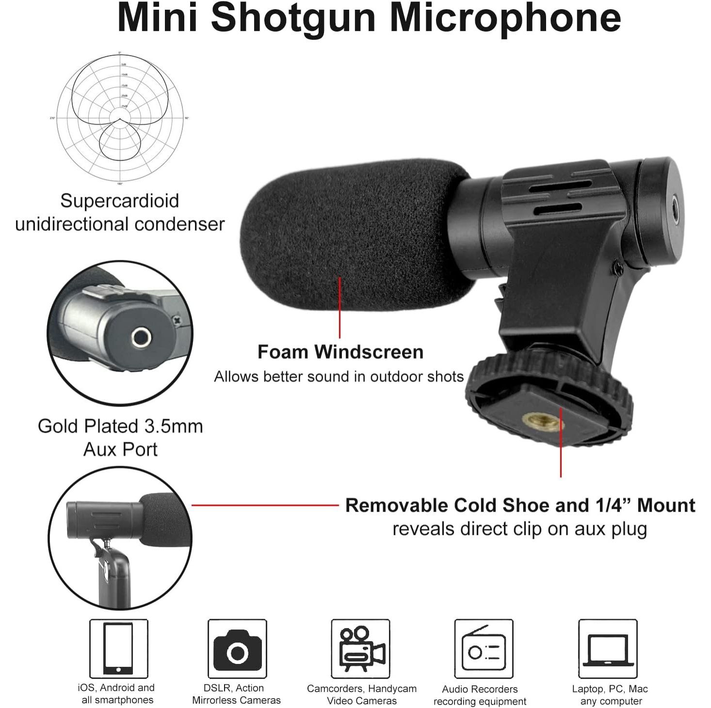 Vlogging Kit with Light and Microphone Pistol Grip Tripod |Studio LED Light, Professional Mini Portable Tripod Grip for Vlogging, TikTok, YouTube Videos | for Smart Phones, Cameras