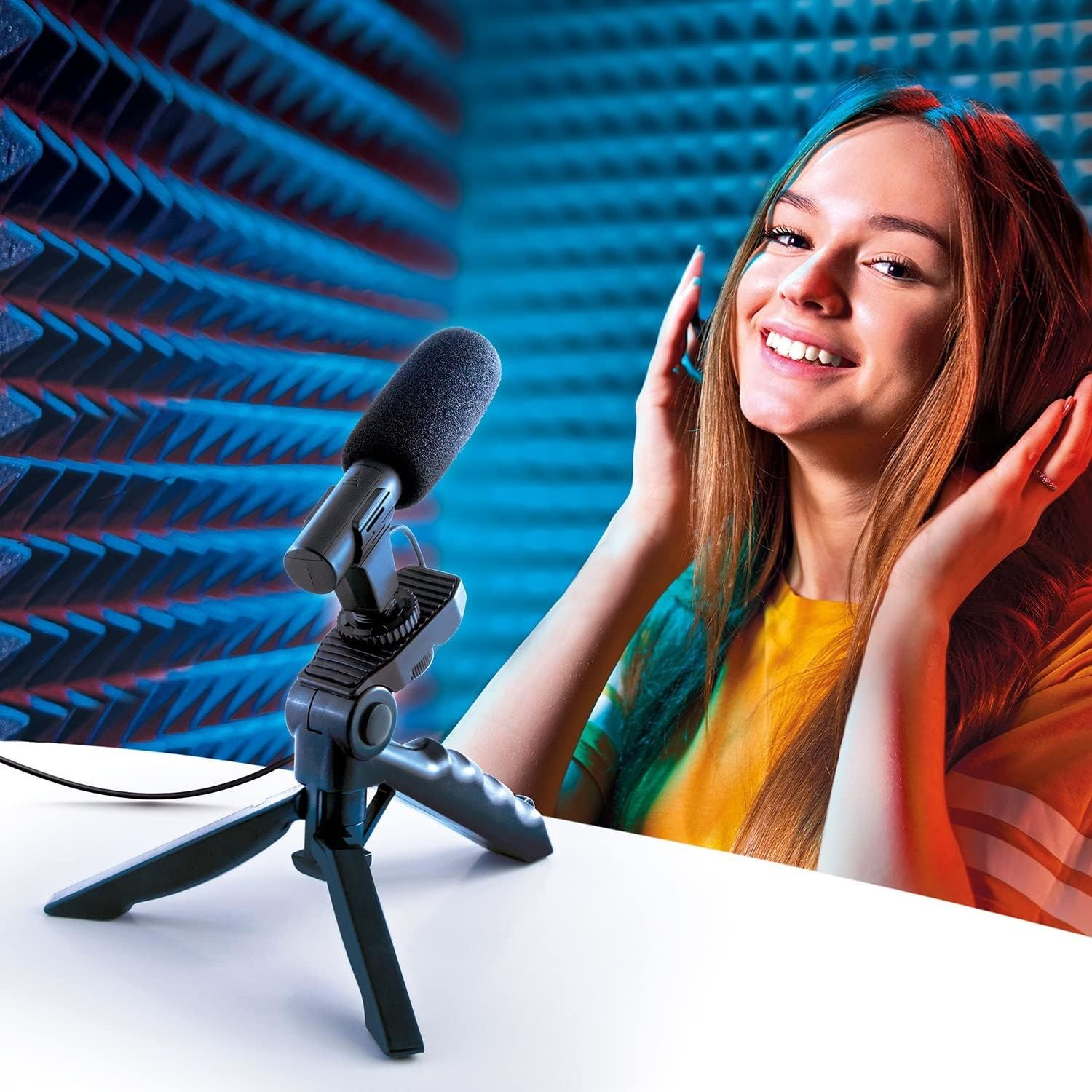 Vlogging Kit with Light and Microphone Pistol Grip Tripod |Studio LED Light, Professional Mini Portable Tripod Grip for Vlogging, TikTok, YouTube Videos | for Smart Phones, Cameras