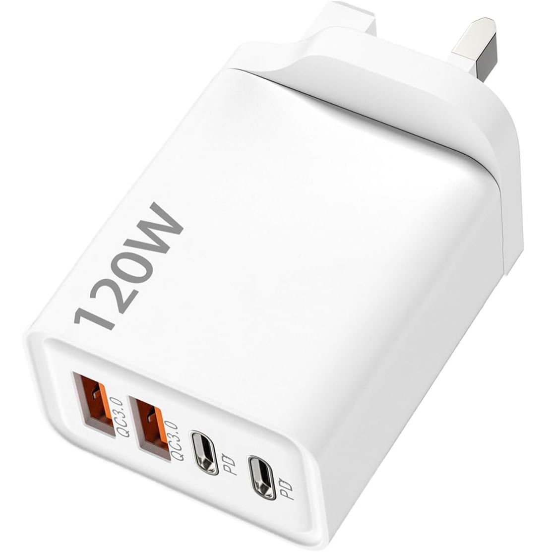 120W USB C Plug 4-Port Charger Plugs Fast Charging Travel Plug Adapter with 2 usb and 2 PD Port Wall Charging Head Universal Power Charging Compatible with Most Electronic Products