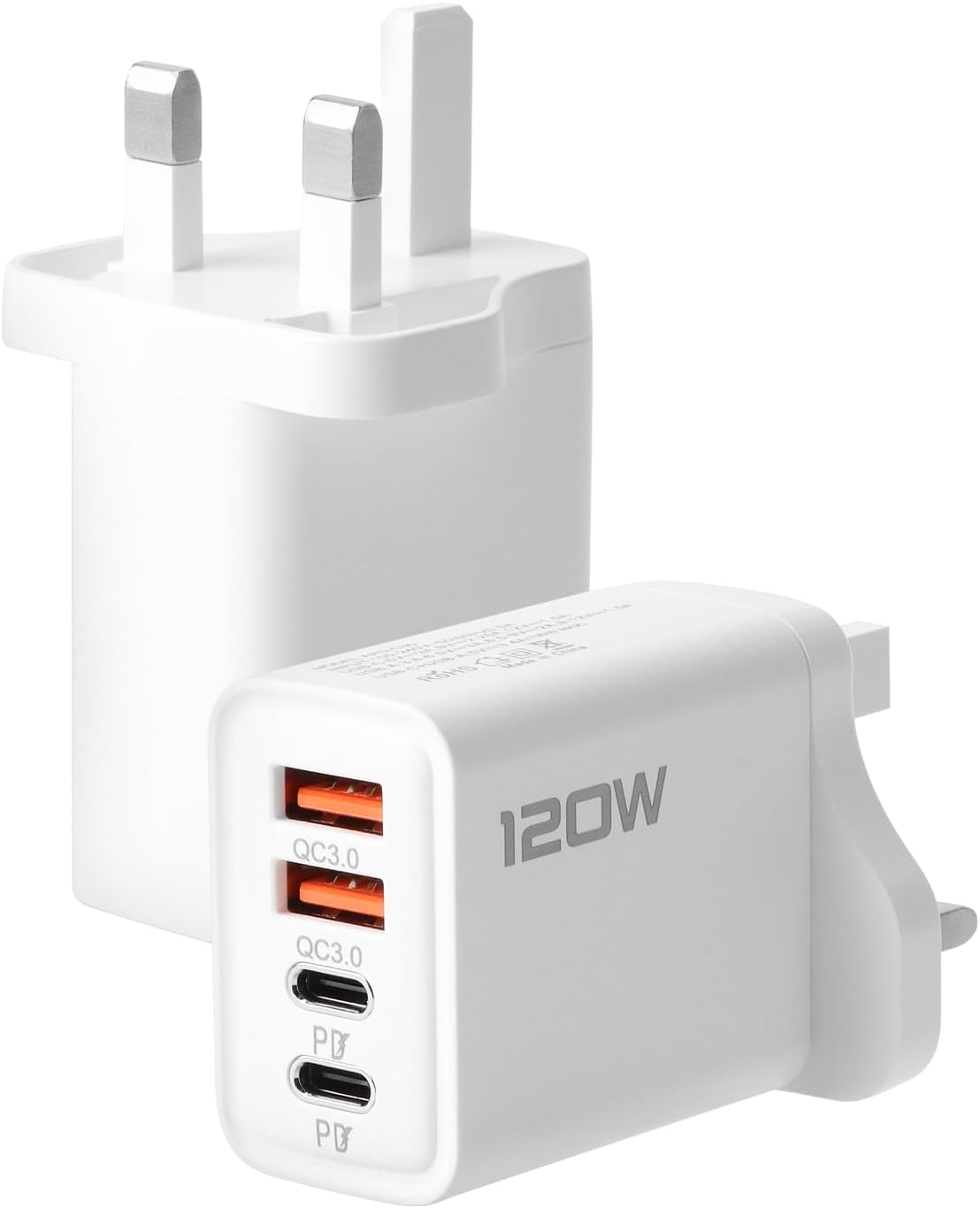 120W USB C Plug 4-Port Charger Plugs Fast Charging Travel Plug Adapter with 2 usb and 2 PD Port Wall Charging Head Universal Power Charging Compatible with Most Electronic Products