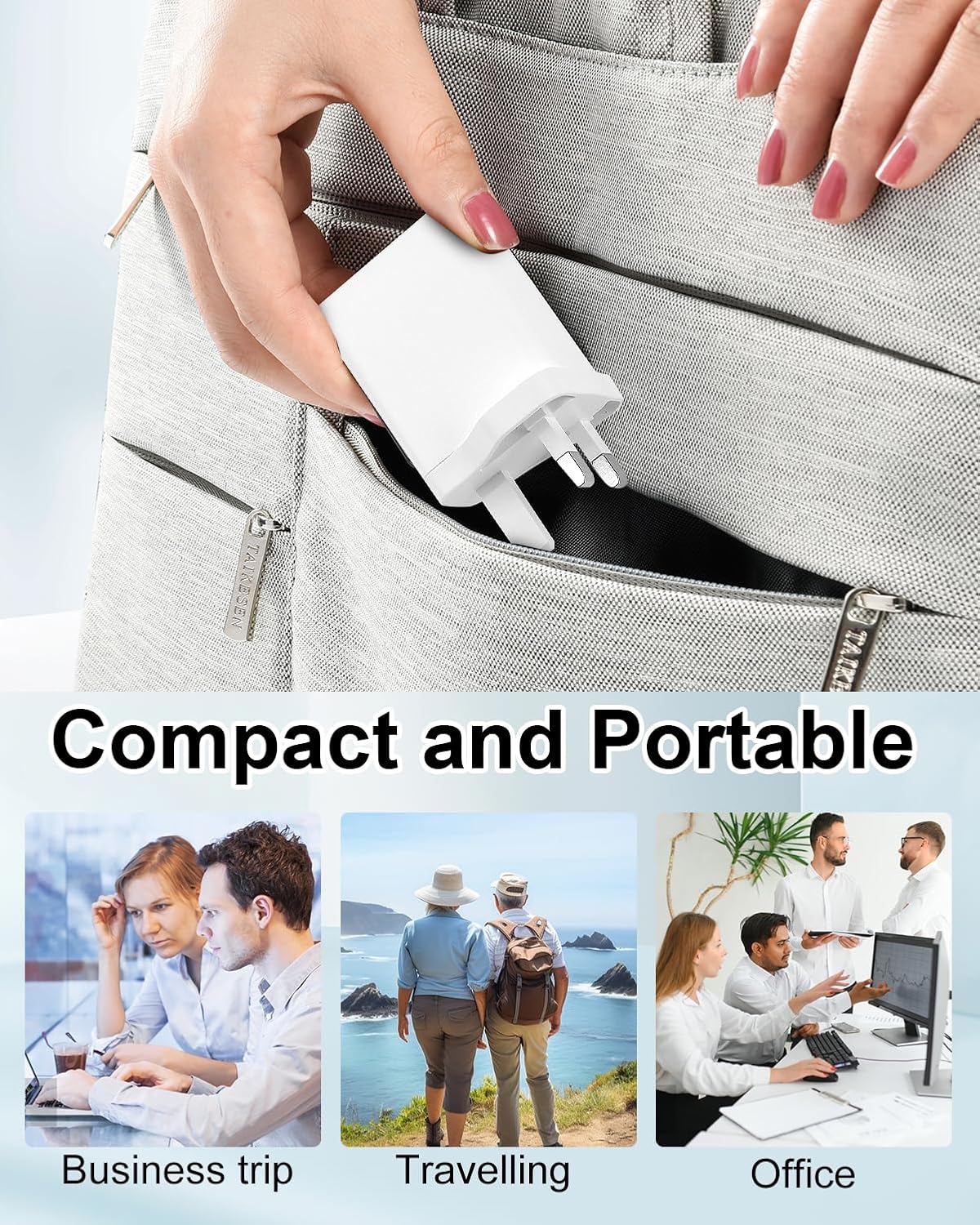 120W USB C Plug 4-Port Charger Plugs Fast Charging Travel Plug Adapter with 2 usb and 2 PD Port Wall Charging Head Universal Power Charging Compatible with Most Electronic Products