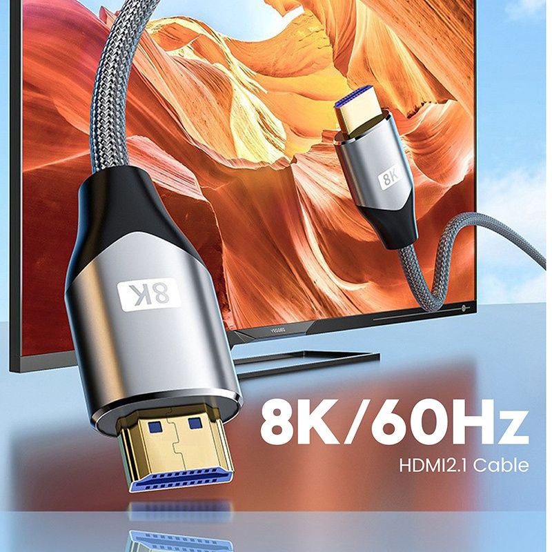 【Clearance Sale】8K HDMI Cable , 48Gbps High Speed HDMI 2.1 Cable, 8K 60Hz, 4K 120Hz 144Hz Braided HDMI Cord,Length 1M/2M