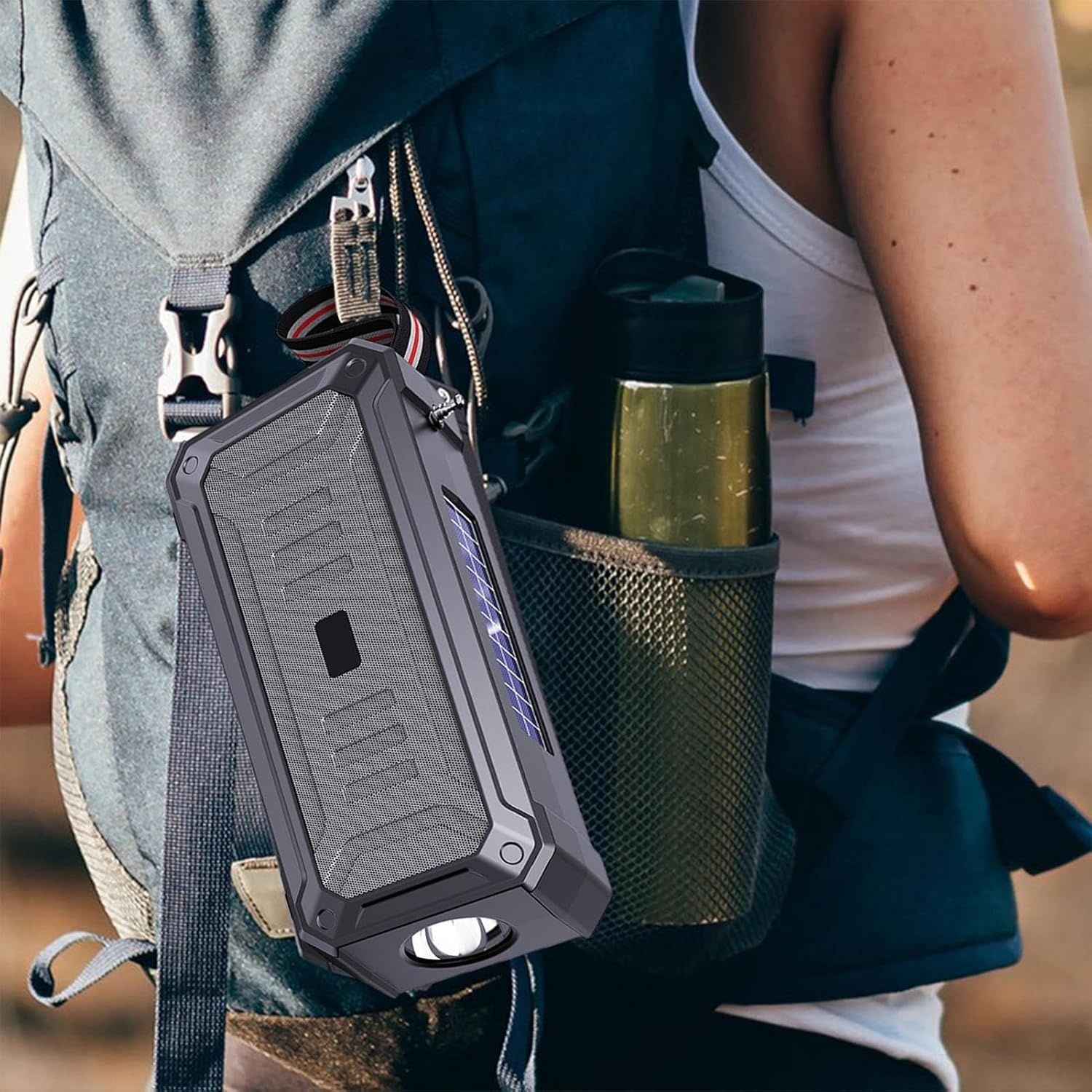 Emergency Radio Waterproof Bluetooth Speaker,Portable Digital AM FM Radio with Flashlight,Reading Lamp with Solar Panel,800mAH ,Emergency Survival Kit