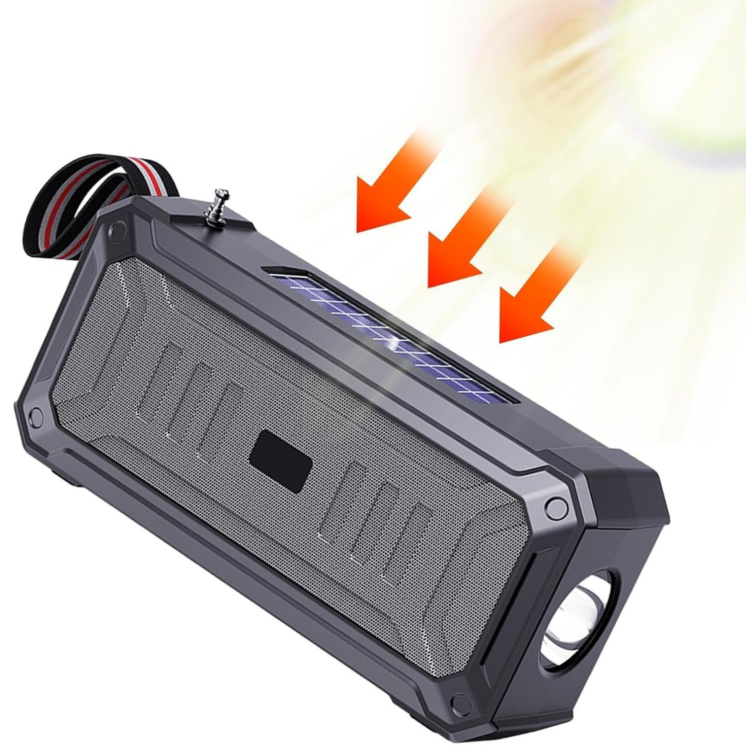 Emergency Radio Waterproof Bluetooth Speaker,Portable Digital AM FM Radio with Flashlight,Reading Lamp with Solar Panel,800mAH ,Emergency Survival Kit