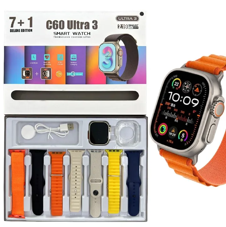 7 In 1 Set Smart Watch with 7 Straps, 2.19inch Full Touch Screen, Fitness Tracker Sleep Monitoring, Voice Assistant, Wireless Call Make/Answer, Music Control, Message Notification, Best Gift