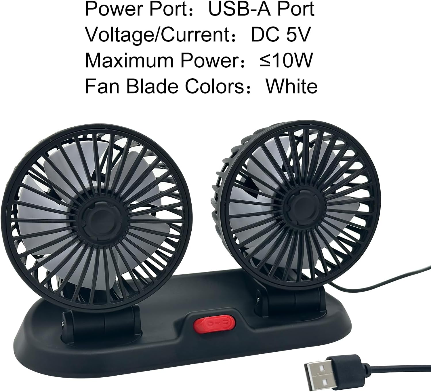 【Clearance Sale】Head USB Fan for Car, Portable Vehicle Cooling Fan - Brushless Motor, 2 Speeds, 360° Rotation, for Car Dashboard, SUV/RV/Truck/Sedan/Cruise, USB Powered