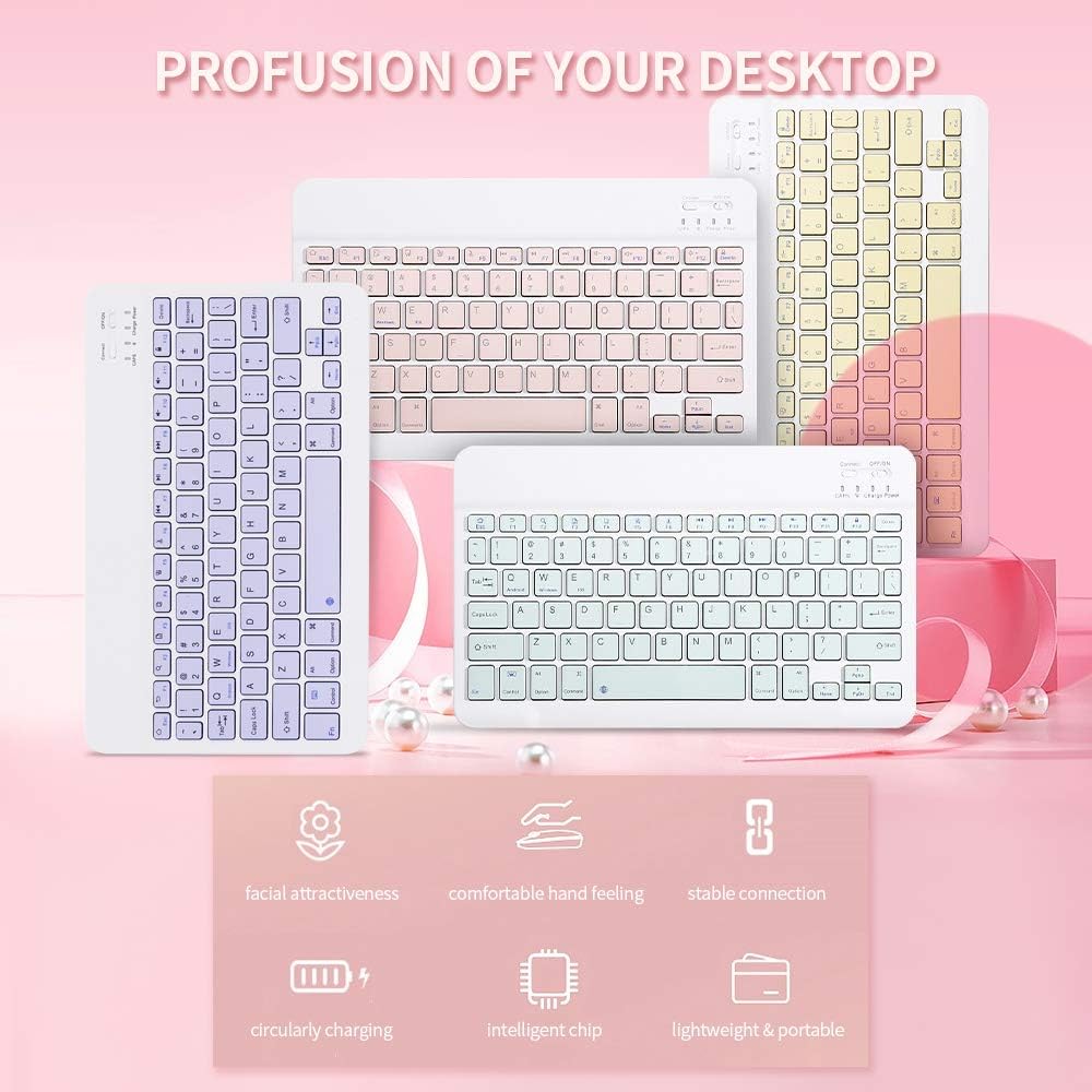 【Clearance Sale】Bluetooth Keyboard, Ultra-Slim Wireless Portable Quiet Keyboard Rechargeable Universal Compatible with iPad Mac iOS Android and Windows