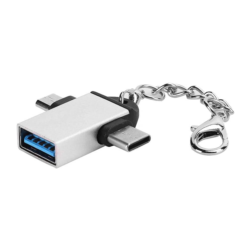 2 in 1 OTG Adapter USB 3.0 Female to Type C & Micro USB Male Connector, Dual Interface, High Speed Data Transfer, Compatible with USB Devices