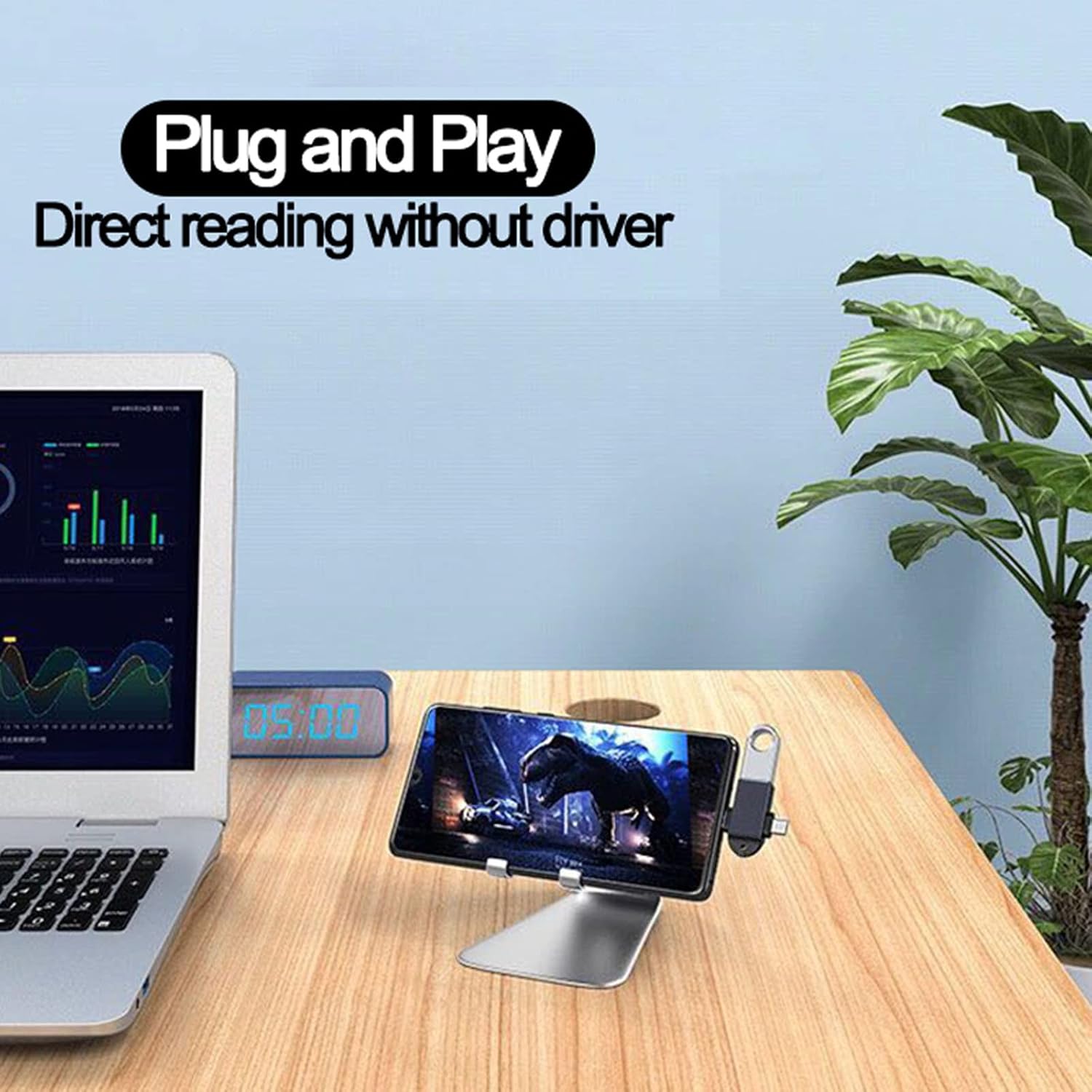 2 in 1 OTG Adapter USB 3.0 Female to Type C & Micro USB Male Connector, Dual Interface, High Speed Data Transfer, Compatible with USB Devices