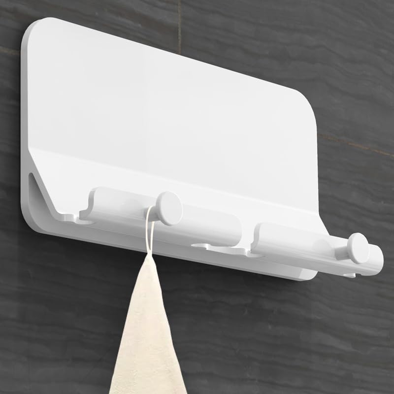【Clearance Sale】Wall Mount Adhesive Phone Holder,Multi-Function Cell Phone Charging Brackets Holders,Hook for Living Room, Kitchen, Bathroom, Office,Compatible with Most Phones and Tablet