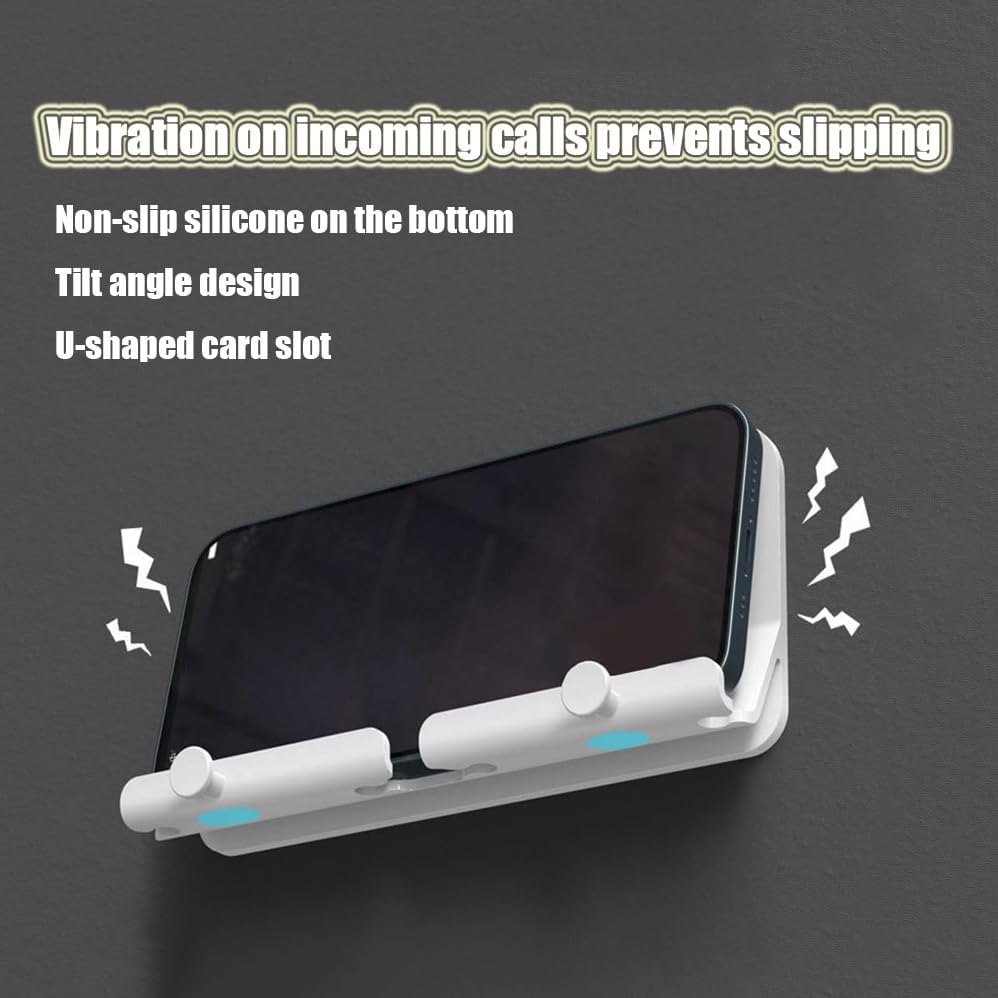 【Clearance Sale】Wall Mount Adhesive Phone Holder,Multi-Function Cell Phone Charging Brackets Holders,Hook for Living Room, Kitchen, Bathroom, Office,Compatible with Most Phones and Tablet