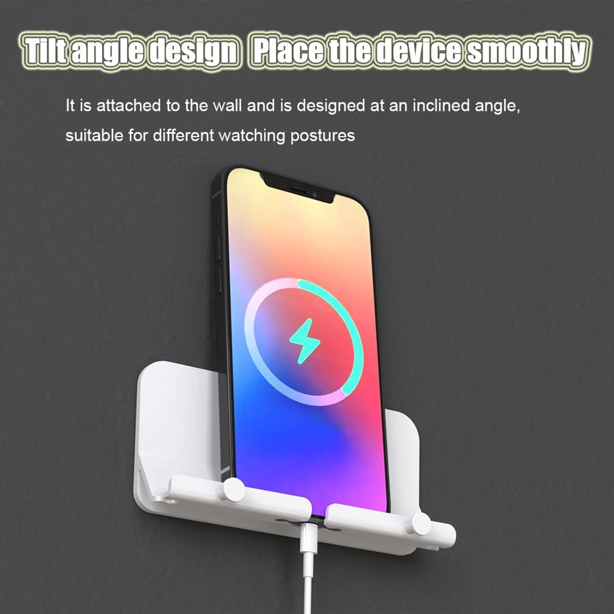 【Clearance Sale】Wall Mount Adhesive Phone Holder,Multi-Function Cell Phone Charging Brackets Holders,Hook for Living Room, Kitchen, Bathroom, Office,Compatible with Most Phones and Tablet