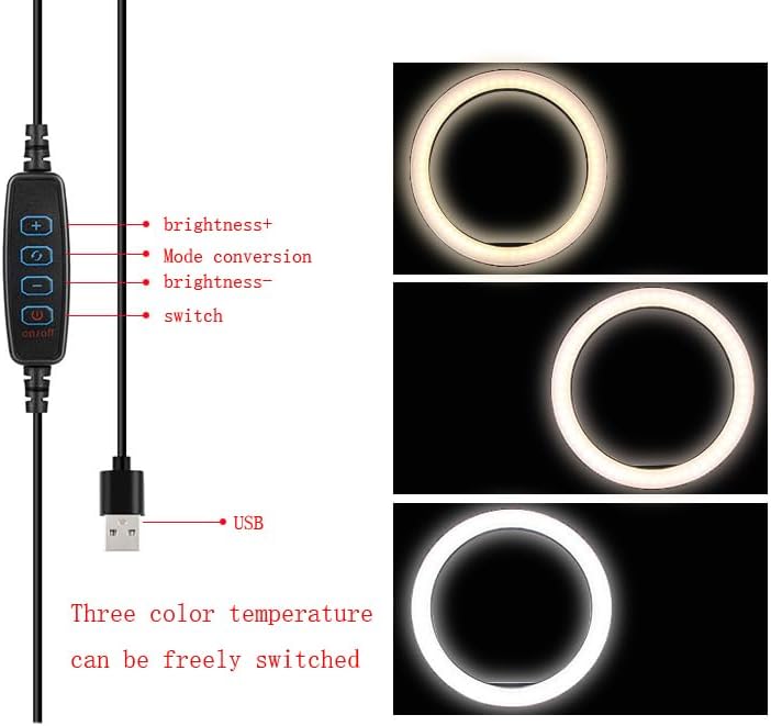 【Clearance Sale】10'' Ring Light USB Switch Phone Holder 1/4 Screw Joint With 14cm Tripod Stand for Photography LED Circle Lamp Ringlight Video Live Streaming Fill Lights Camera Webcam