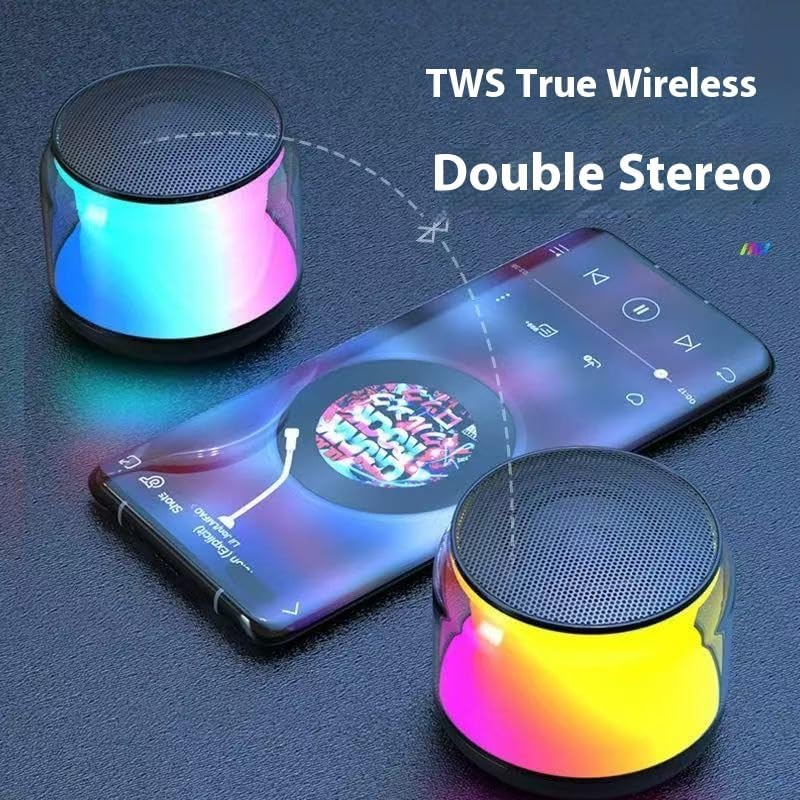 Bluetooth Mini Transparent Colorful Wireless Speaker Portable Speaker Bluetooth Wireless V5.0 with Stereo Effect Active Subwoofer for Home Party Outdoor Beach Gift for Men Women