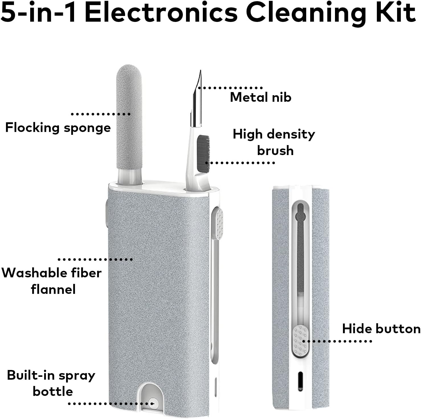 5-in-1 Electronics Cleaner Kit- Laptop Screen Cleaner kit,Multifunctional Bluetooth Earphones Cleaning Tool for iPhone Charging Port,Headphone,Earphone,Phone Speaker,Earpods