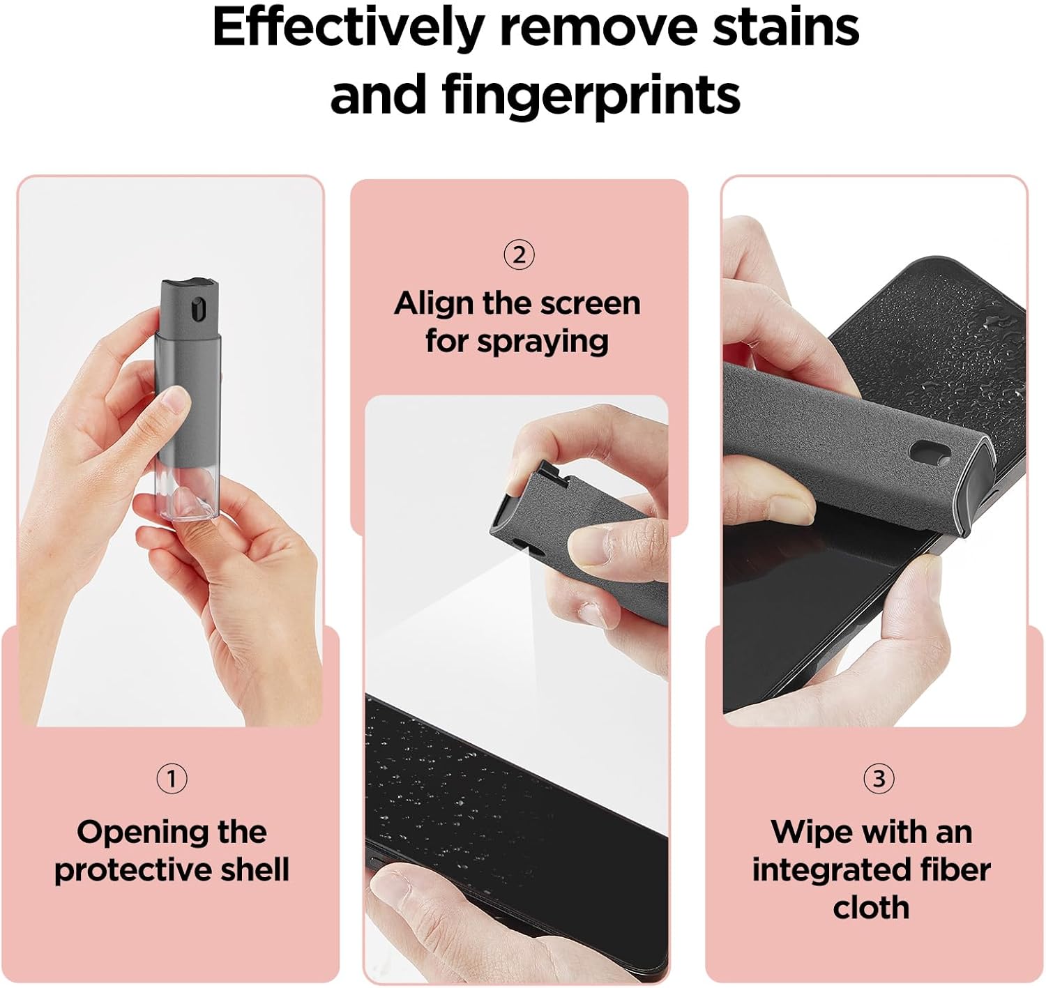 【Clearance Sale】Mini Screen Cleaner Spray – Finger Proof Screen Cleaner for Smartphones, iPads, MacBooks, Laptops, Car Screens, Touchscreens – 3 in1 Mist Cleaner, Microfiber Cloth and Protective Cover