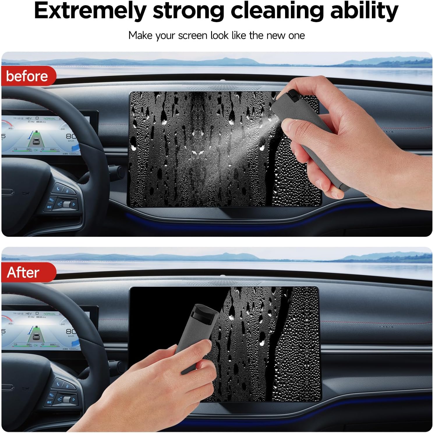 【Clearance Sale】Mini Screen Cleaner Spray – Finger Proof Screen Cleaner for Smartphones, iPads, MacBooks, Laptops, Car Screens, Touchscreens – 3 in1 Mist Cleaner, Microfiber Cloth and Protective Cover