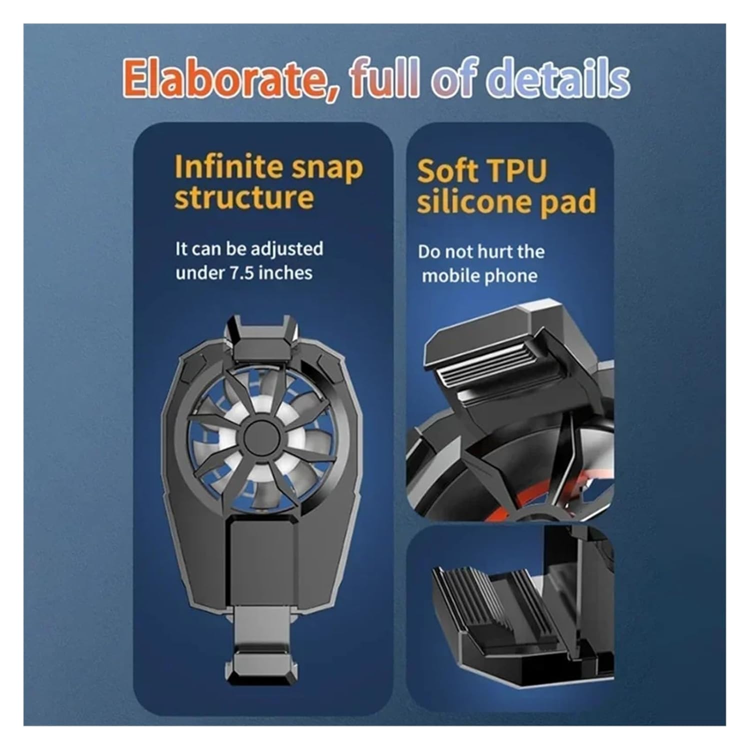 Phone Cooler for Gaming, Universal Phone Cooling Fan with 3 Cooling Modes, Mobile Phone Radiator Case for iPhone Android Smartphones from 4.5 to 7in, Cell Phone Cooler for Live Streaming