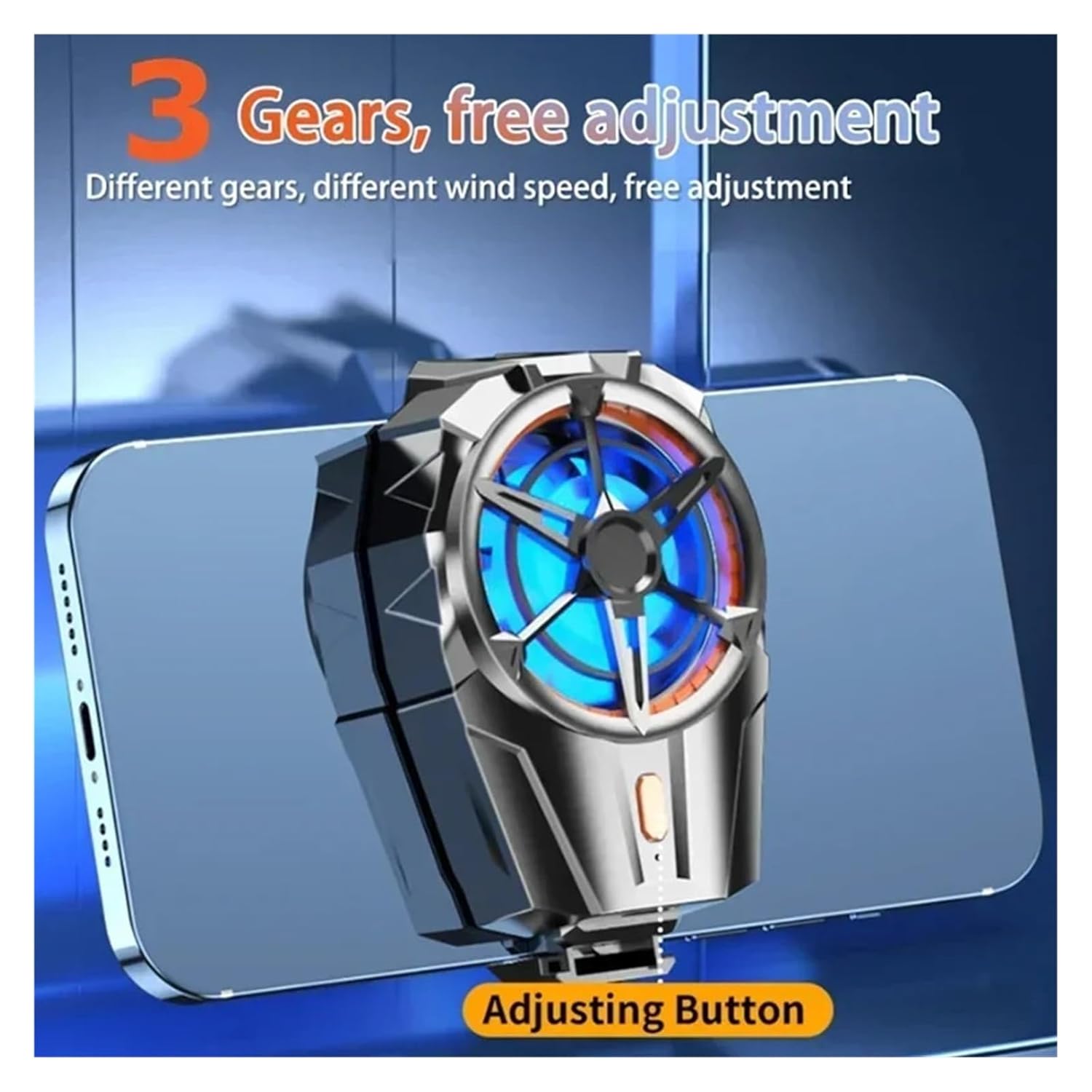 Phone Cooler for Gaming, Universal Phone Cooling Fan with 3 Cooling Modes, Mobile Phone Radiator Case for iPhone Android Smartphones from 4.5 to 7in, Cell Phone Cooler for Live Streaming