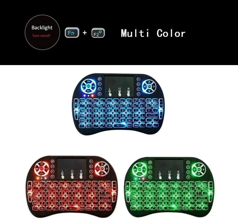 2.4G Mini Wireless Keyboard with Touchpad Mouse, Upgraded Multi BRG Backlight Memory, Portable Wireless Keyboard with USB Receiver Remote Control for Android Smart TV Box Pad Windows Mac