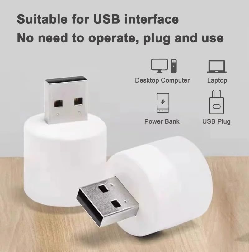 【Clearance Sale】(3-Pack) Mini USB LED Night Light, Compact Portable Design, Bedroom Sleep LED, Energy-Saving Lamp, Table Lamp, Eye-Protection Bedside Home use (Warm)