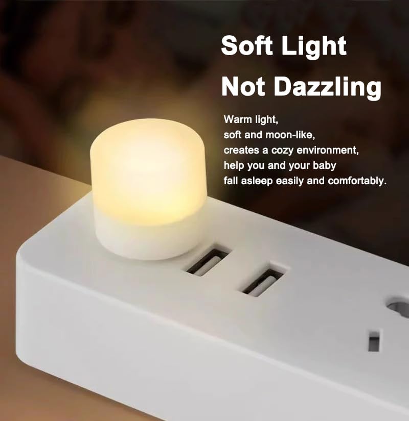 【Clearance Sale】(3-Pack) Mini USB LED Night Light, Compact Portable Design, Bedroom Sleep LED, Energy-Saving Lamp, Table Lamp, Eye-Protection Bedside Home use (Warm)