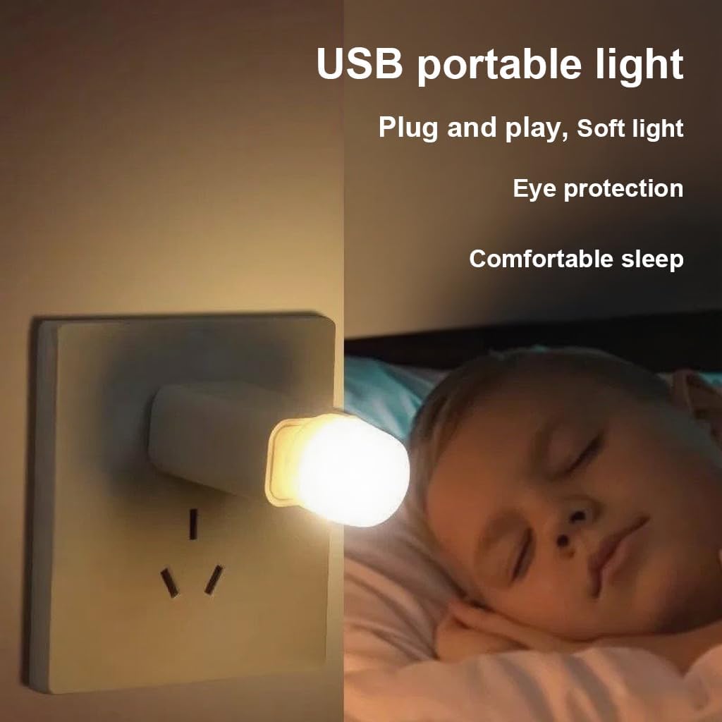 【Clearance Sale】(3-Pack) Mini USB LED Night Light, Compact Portable Design, Bedroom Sleep LED, Energy-Saving Lamp, Table Lamp, Eye-Protection Bedside Home use (Warm)