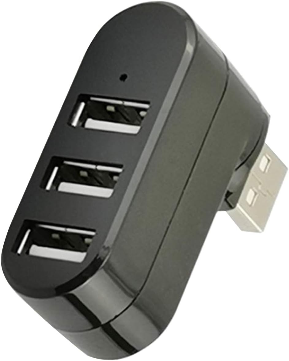【Clearance Sale】USB Port Splitter, USB 3 Port Compact Portable Rotatable HUB, USB Hub Dock [90°/180° Degree Rotatable] for PC Laptop Notebook and More - Black