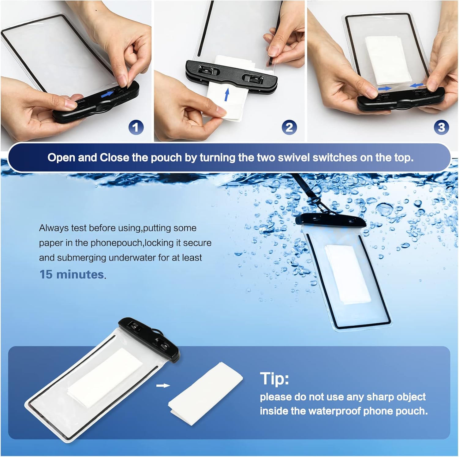 Waterproof Mobile Phone Cases Transparent Phone Underwater Storage Bag Swimming Diving Protective Swimming Bags Waterproof Phone Case Water proof Bag Mobile Phone Pouch PV Cover