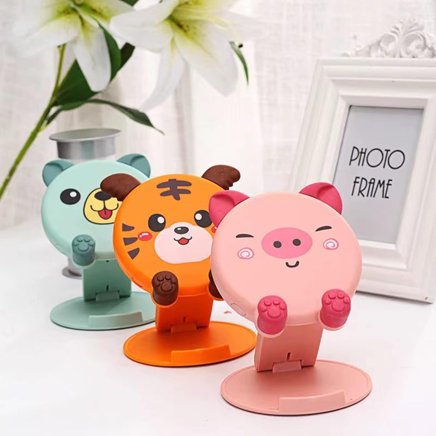 Adorable Pig&Panda Phone Desktop Stand,Cute Cartoon Phone & Tablet Stand - Adjustable, Universally Compatible, Multifunctional Desktop Holder for Seamless Browsing and Viewing Experience
