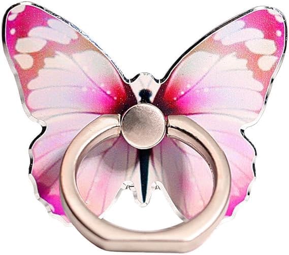 【Clearance Sale】360° Rotation Metal Finger Stand Cute Butterfly Patterned Phone Ring Stand Holder with Knob Loop for Secure Grip