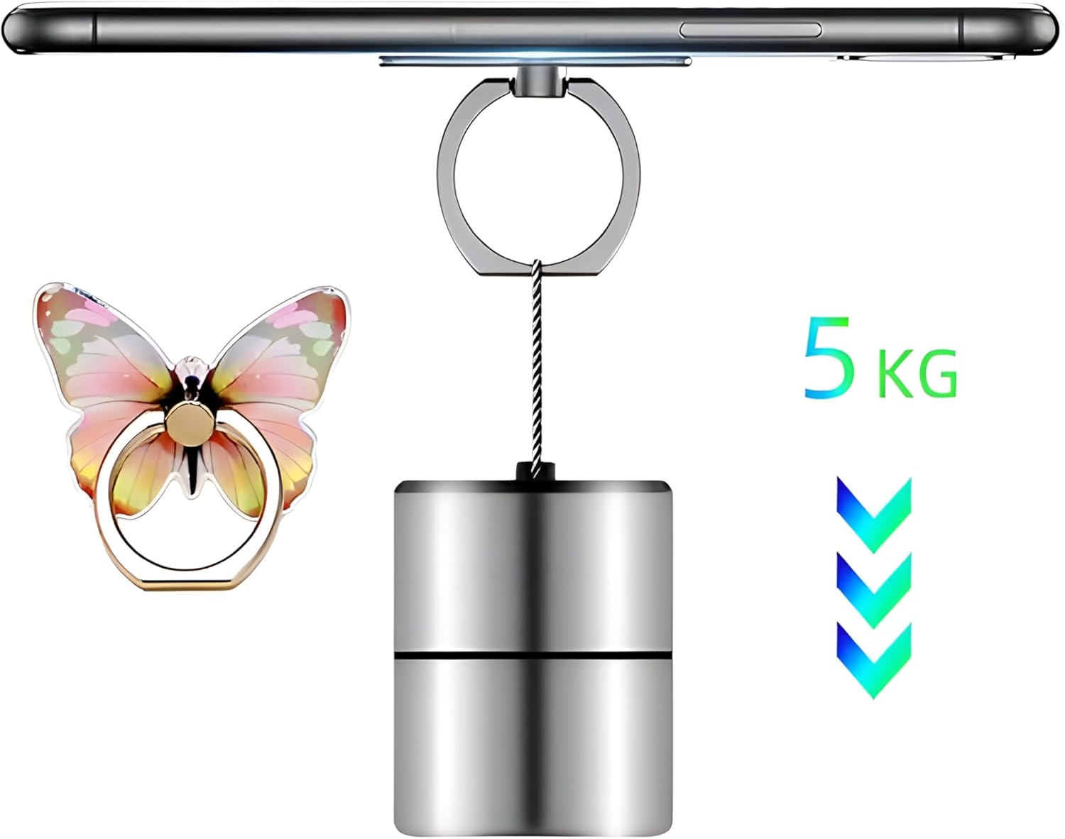【Clearance Sale】360° Rotation Metal Finger Stand Cute Butterfly Patterned Phone Ring Stand Holder with Knob Loop for Secure Grip