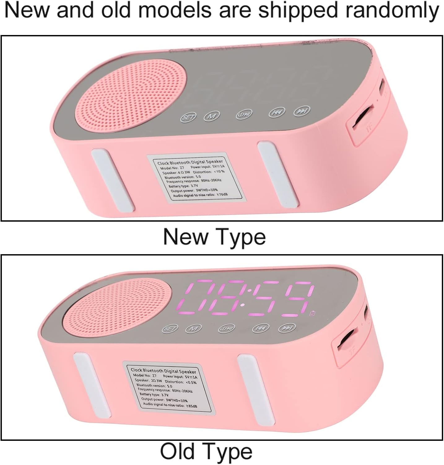 Digital Alarm Clock Radio,Bluetooth V5.0 HiFi Speaker Mirror Clock Dual Alarms Snooze FM Radio,Micro USB 1600mAh Battery,Bedside Clock for Bedrooms