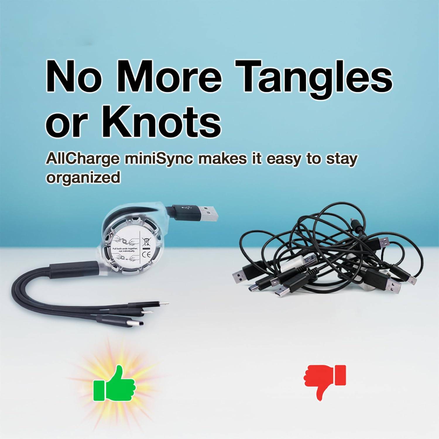 [3-in-1 Fast Charging] Binboom Retractable Multi Fast Charging Cord, 3-in-1 Multi Charger Cable Charging Cable, Retractable Charger With Lightning/Micro/Type C For iPhone, For iPad, 10-20W Output, 36V