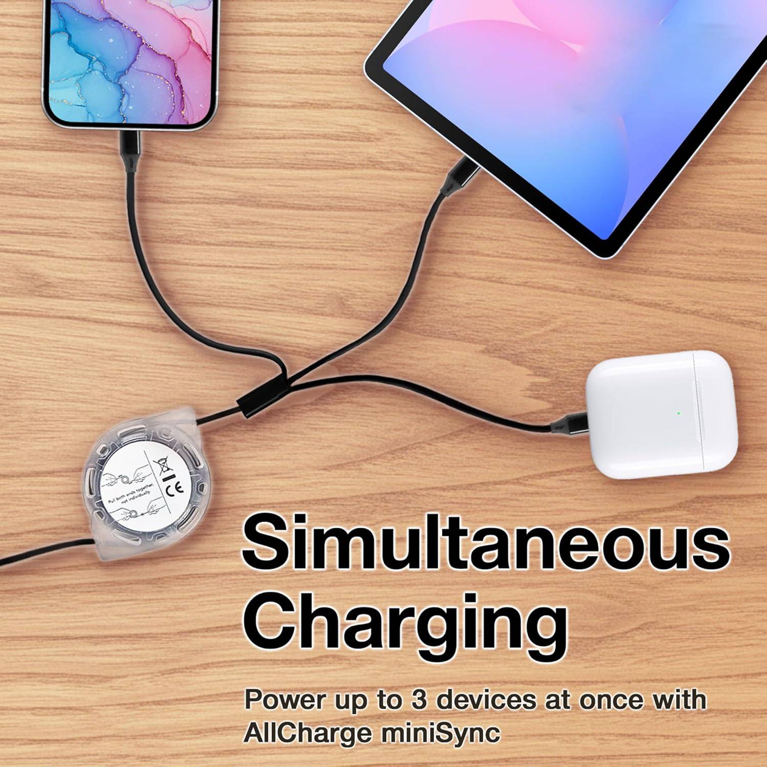 [3-in-1 Fast Charging] Binboom Retractable Multi Fast Charging Cord, 3-in-1 Multi Charger Cable Charging Cable, Retractable Charger With Lightning/Micro/Type C For iPhone, For iPad, 10-20W Output, 36V