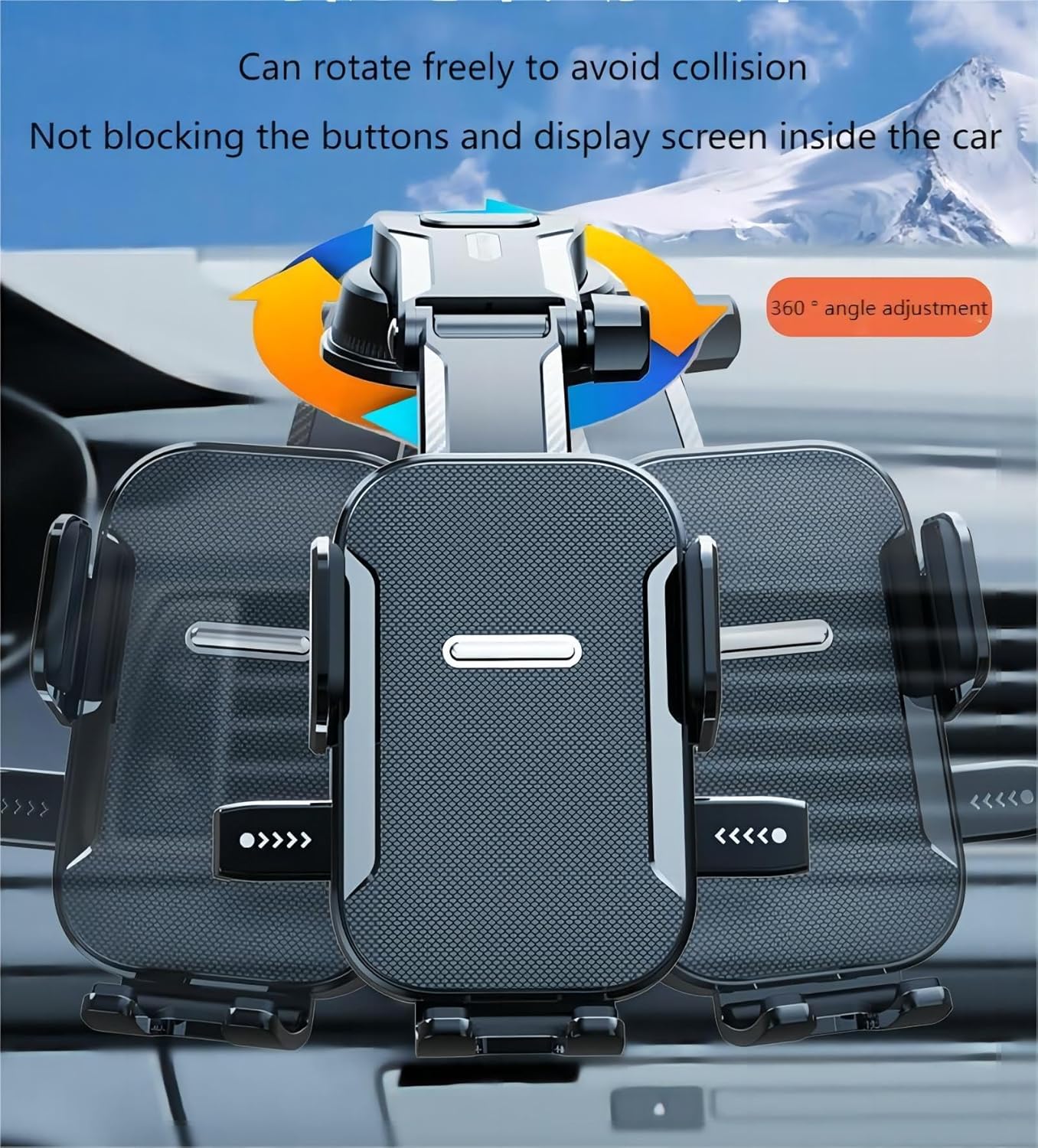 Upgraded Car Phone Holder - Adjustable Arm with Ergonomic Grip, Strong Suction Cup And Elliptical Design, Compatible with iPhone, Samsung, Android Smartphones, General Motors, Fashion Accessories