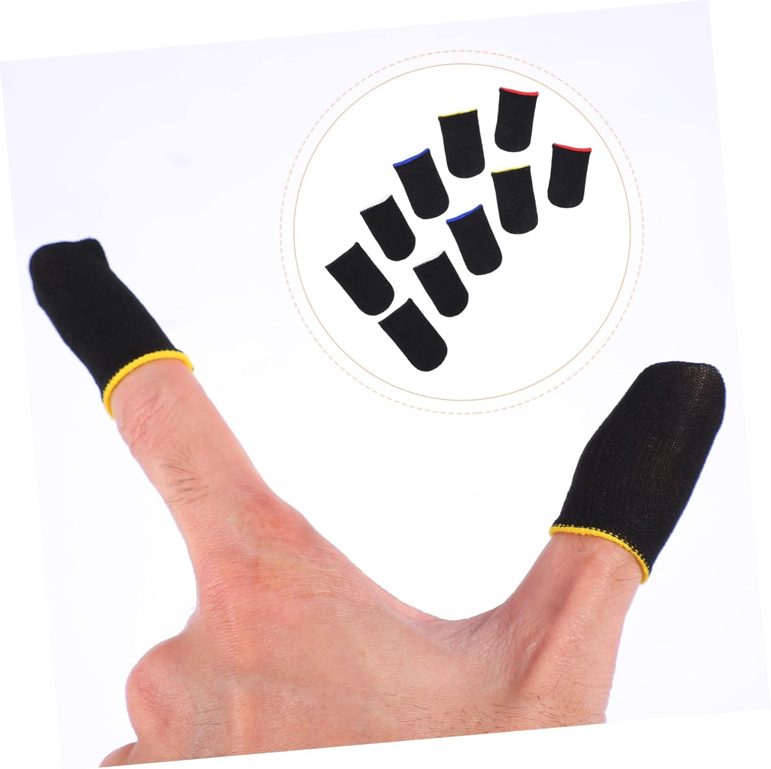 10pcs Gamer Finger Sleeves Carbon Compression Support Thumb Gloves Touchscreen Finger Cover Anti Sweat Mobile Phone Tablet Gaming Stabilizer for All Touchscreen Devices