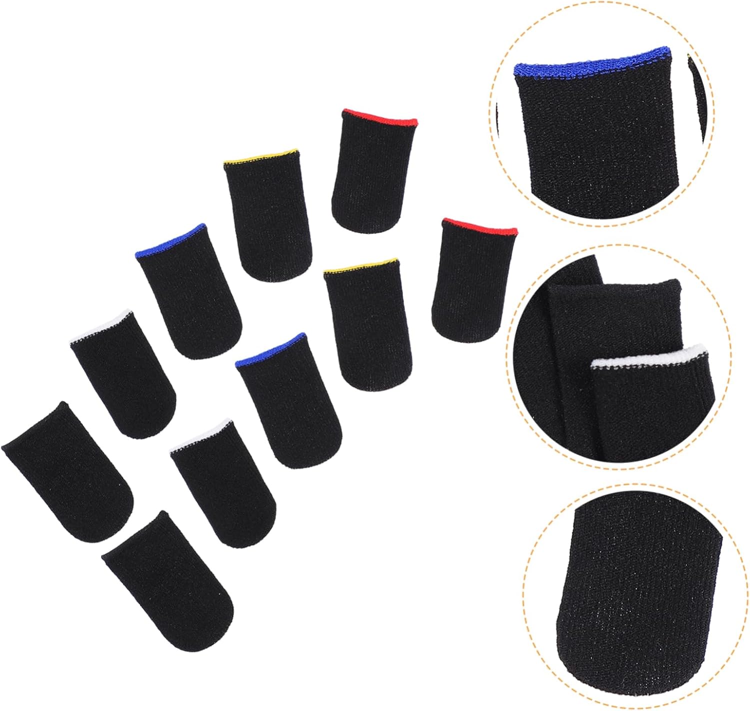 10pcs Gamer Finger Sleeves Carbon Compression Support Thumb Gloves Touchscreen Finger Cover Anti Sweat Mobile Phone Tablet Gaming Stabilizer for All Touchscreen Devices