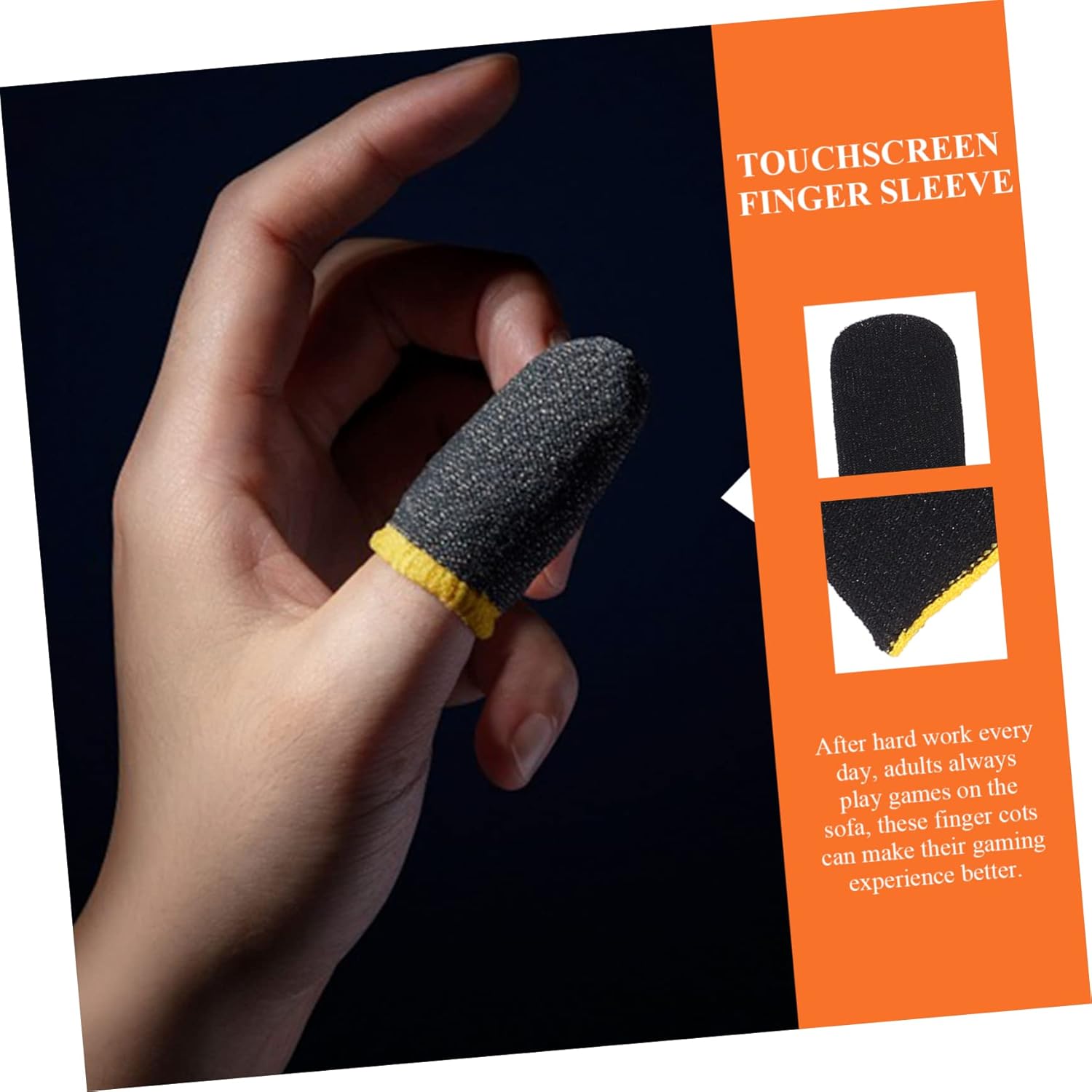 10pcs Gamer Finger Sleeves Carbon Compression Support Thumb Gloves Touchscreen Finger Cover Anti Sweat Mobile Phone Tablet Gaming Stabilizer for All Touchscreen Devices