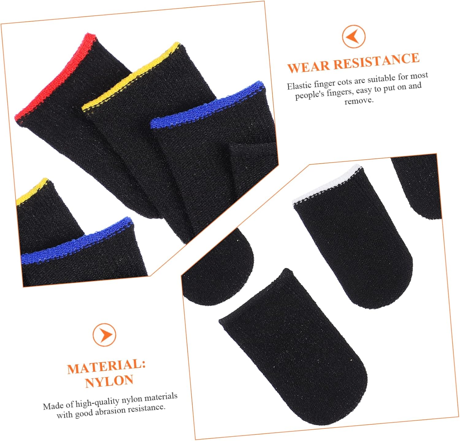 10pcs Gamer Finger Sleeves Carbon Compression Support Thumb Gloves Touchscreen Finger Cover Anti Sweat Mobile Phone Tablet Gaming Stabilizer for All Touchscreen Devices