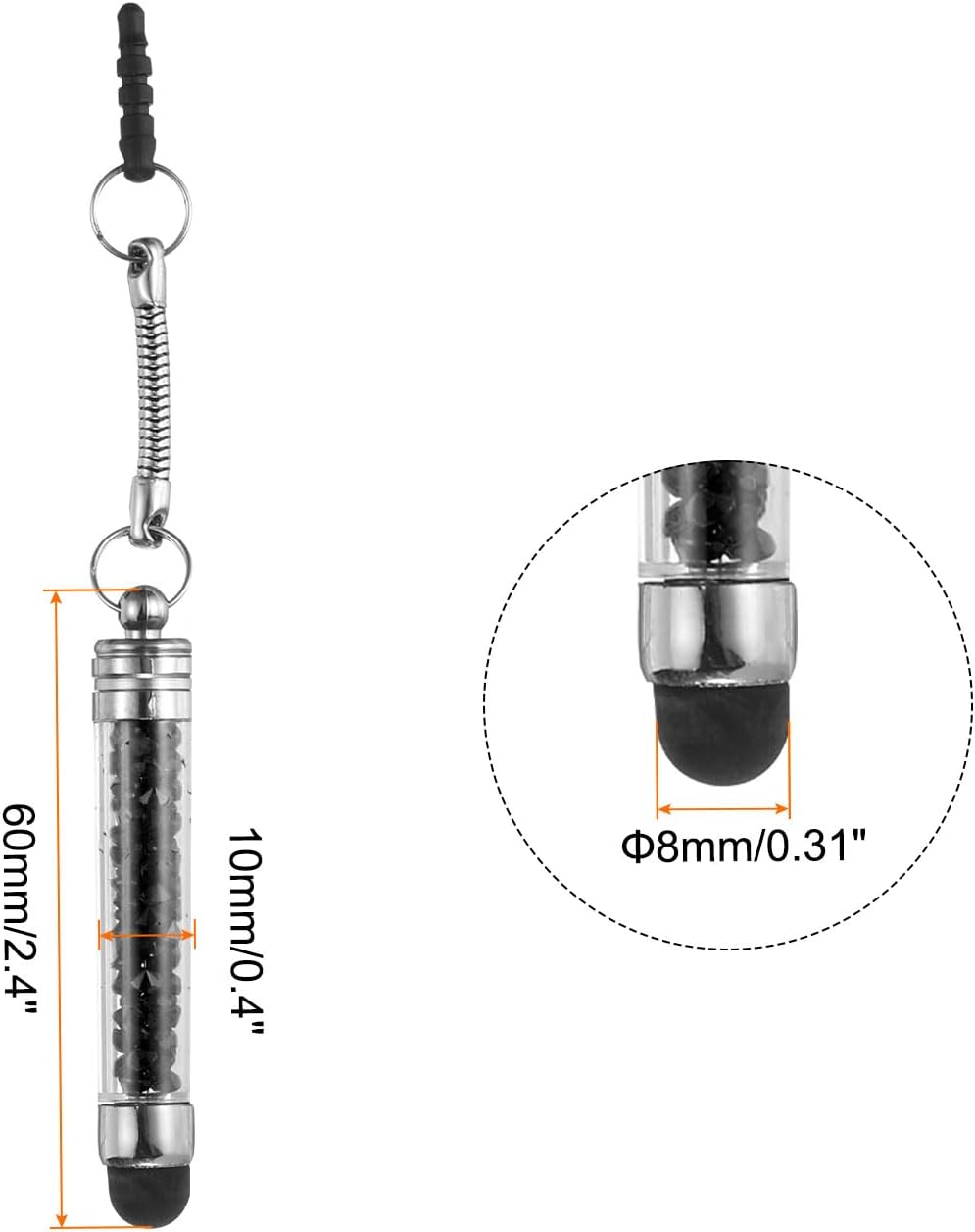 Mini Crystal Stylus Pen with Dust Plug, Colorful Glittery Tip, Compact Design for iPad & iPhone - Ideal for Drawing, Note-Taking & Precision Tasks, Portable & Precise Control|Sparkling Stylus|Durable