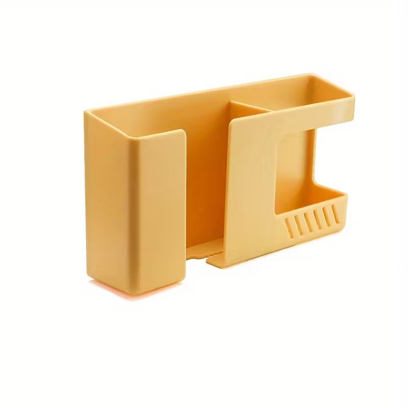 【Clearance Sale】1pc Vintage Style Wall-Mounted Phone & Remote Control Holder - No-Drill, Multi-Room Compatible Plastic Storage Organizer for Bedside or Desk, Teal Color, Dual Compartments