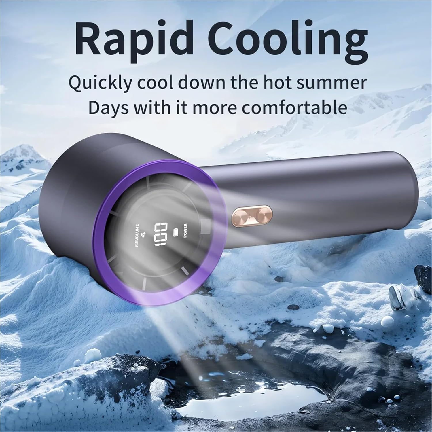 Handheld Portable Turbo Fan, Speed 1-199 Adjustable, 5H Cooling Time, Digital Display, 3000mAh Rechargeable Battery, Personal Fan for Outdoor/Home/Travel/Office
