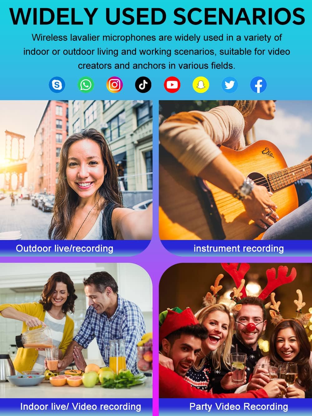 2-in-1 Microphone Wireless Bluetooth Mobile Phone Mini Microphone for Recording Video Recording YouTube/Streaming/Vlog, Noise Reduction