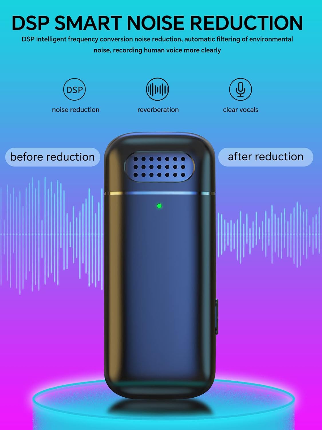 2-in-1 Microphone Wireless Bluetooth Mobile Phone Mini Microphone for Recording Video Recording YouTube/Streaming/Vlog, Noise Reduction