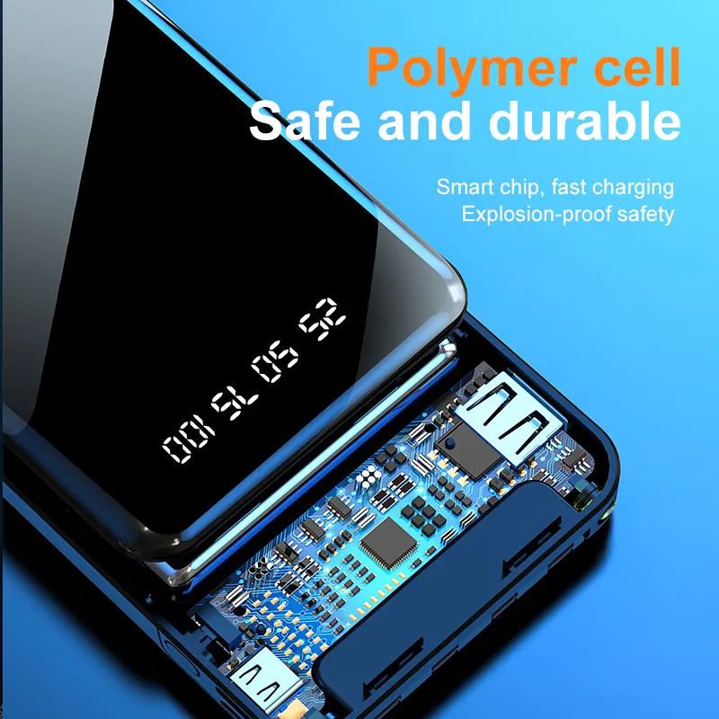 Power Bank Built-in Cable, 10000/20000mAh Fast Charging Portable Charger with Flashlight & 4 Outputs,USB C External Battery Pack for iPhone 16 15 14 Android and More