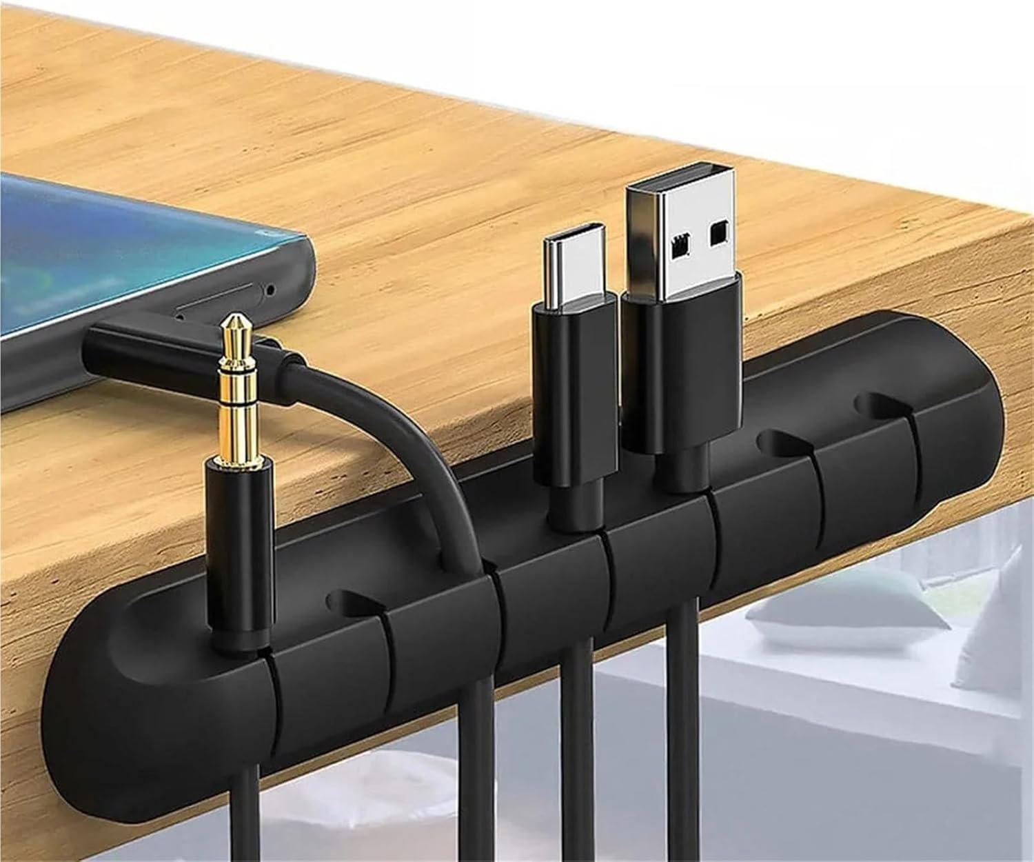 Cable Holder Clips with 7 Slots, Cable Management Charging Cord Organizer Clips Self Adhesive for Desktop USB Charging Cable Nightstand Power Cord Mouse Cable Wire PC Office Home