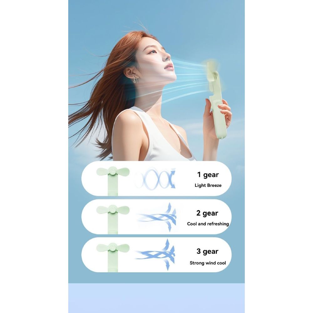 【Final Clearance】Hand Held Fan, Portable USB Rechargeable Mini Handheld Cooling Device, Folding Design, 2000 mAh Battery for Home Travel Outdoor