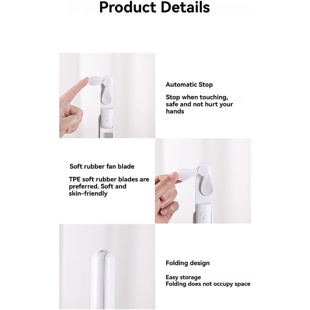 【Final Clearance】Hand Held Fan, Portable USB Rechargeable Mini Handheld Cooling Device, Folding Design, 2000 mAh Battery for Home Travel Outdoor