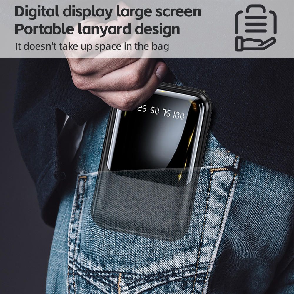 20000mAh Mini Cute 20W Fast Charging Multifunctional Power Bank, Large Capacity Rechargeable Portable Mobile Phone Charger, Built-in 4 Cables, Ultra-bright LED Lights, Outdoor Travel Battery Packs